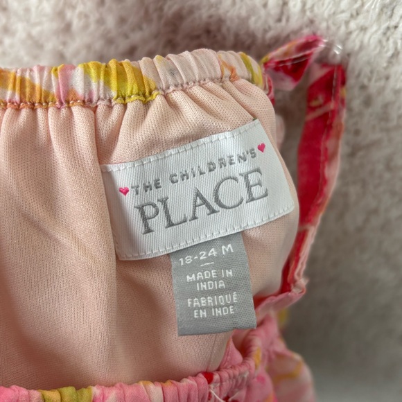 The Children's Place Girls Dress 18-24M Pink‎ Multi Floral Lined Cold Shoulder - Picture 7 of 8